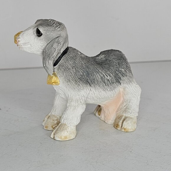 Stone Critters Goat Figurine Eating Can Bell 1984 Vintage Farm Animal Gray White - Picture 3 of 8